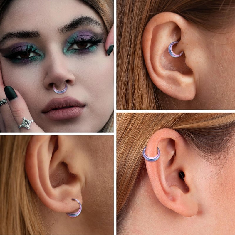 FUNLMO Store 316L Surgical Steel Septum Ring Nose Ring Hoop Hypoallergenic Daith Cartilage Conch Tragus Rook Earlobe Piercing Jewerly for Women Men - Image 5